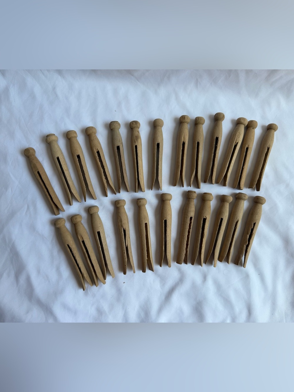 Vintage Wooden Clothespins Lot of 23 Antique Round Flat Top Wood Doll Craft Pegs